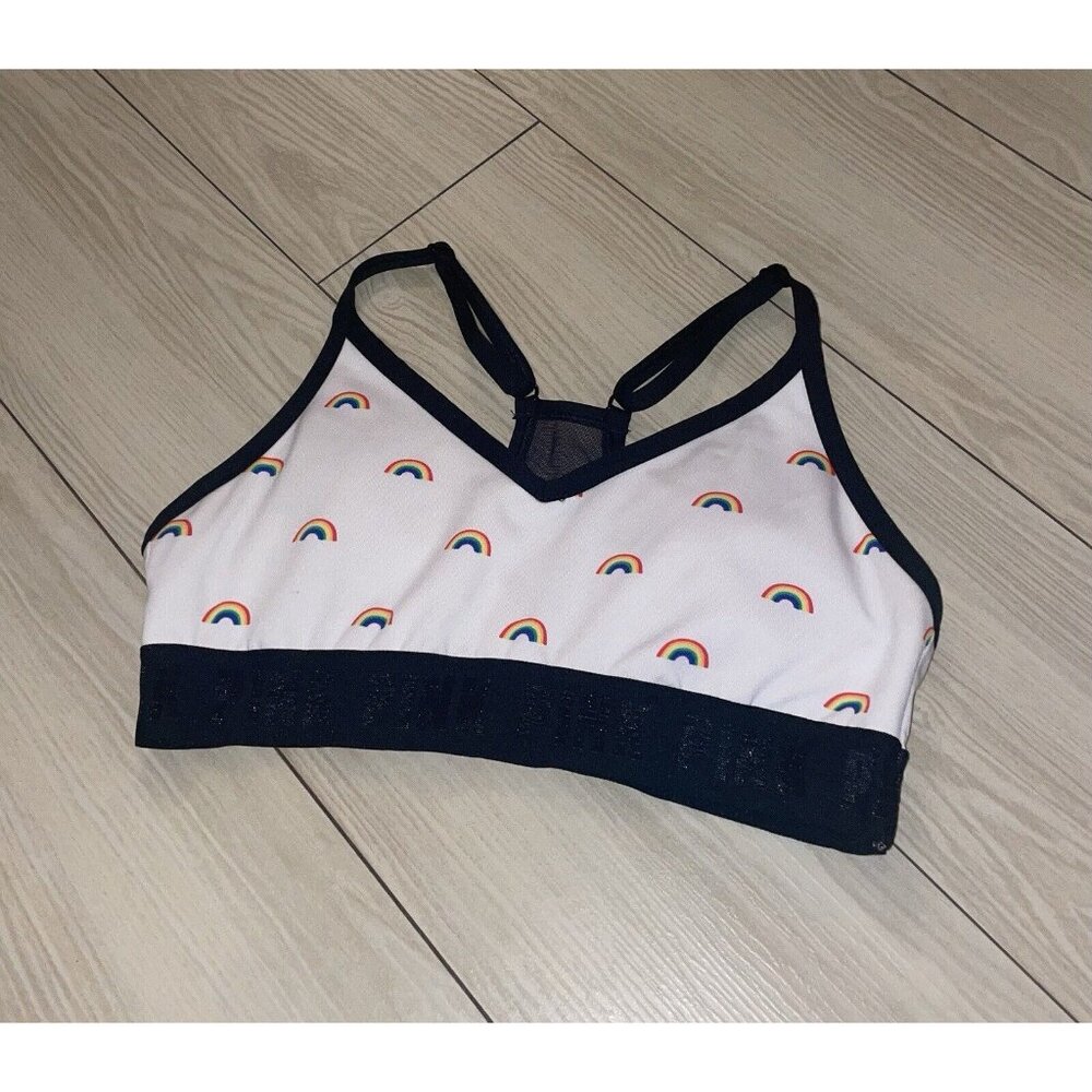 Pink Victorias Secret Ultimate Lightly Lined Sports Bra Rainbows Womens S Small